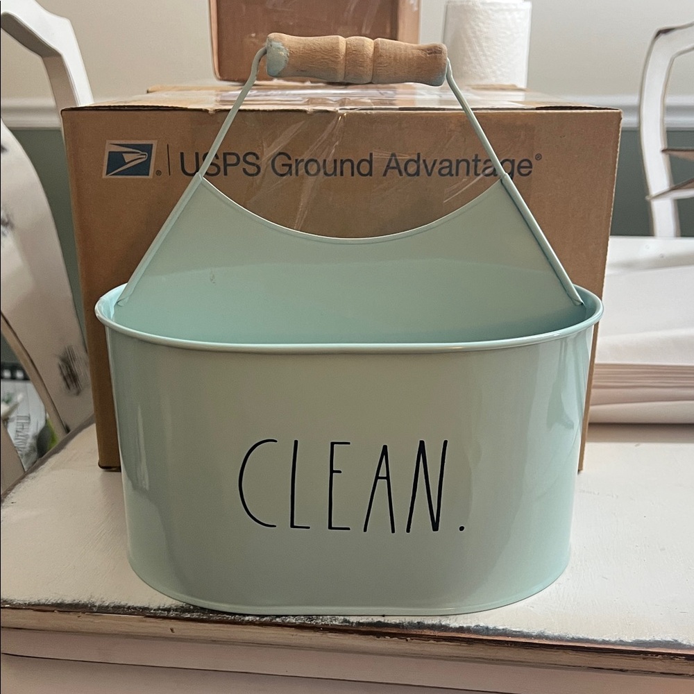 Rae Dunn Light Green Metal Caddy